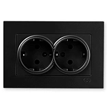 Розетка двойная с з/к штепсельная Eqona, черная
