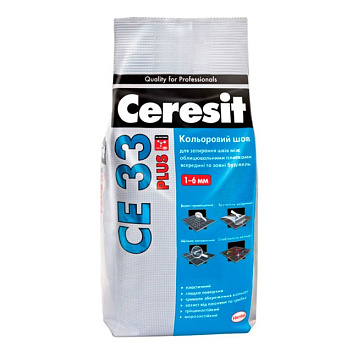 картинка Затирка для швов Ceresit CE 33/2кг PLUS 121 цветной шов (светлый бежевый) до 6 мм, 2 кг 